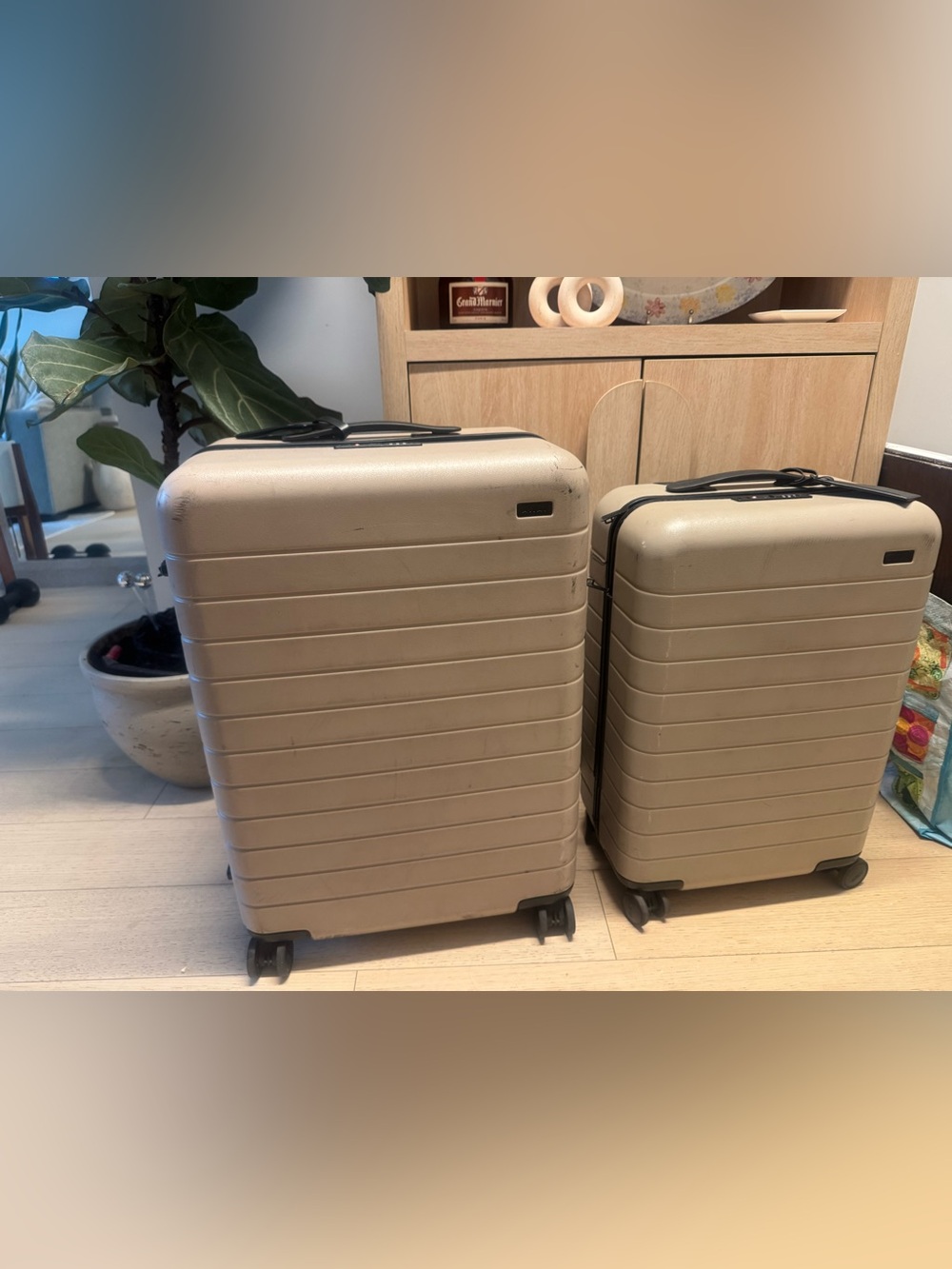 AWAY Beige Hard-Shell Luggage Set - Travel-Ready Carry-On & Checked The Medium